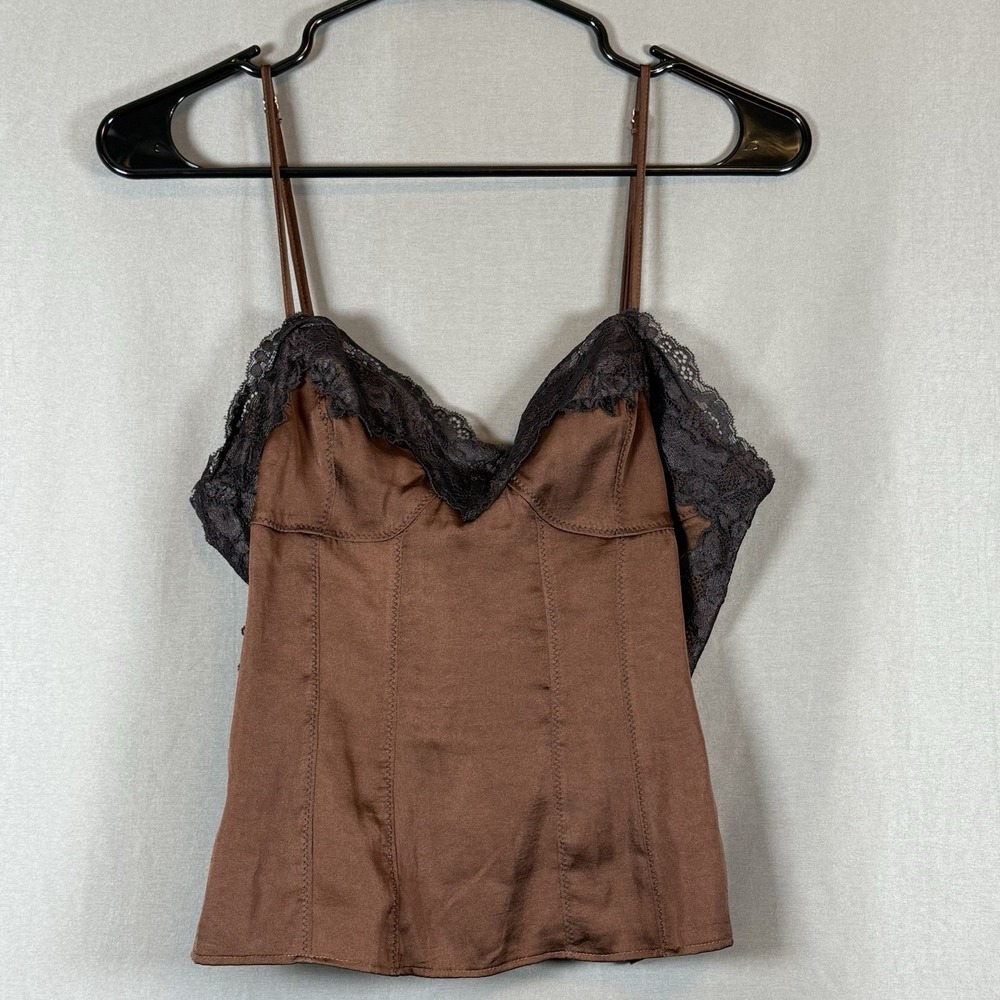 NWT Free People Intimately Neon Nights Cami Brown Balletcore Coquette Luxe L